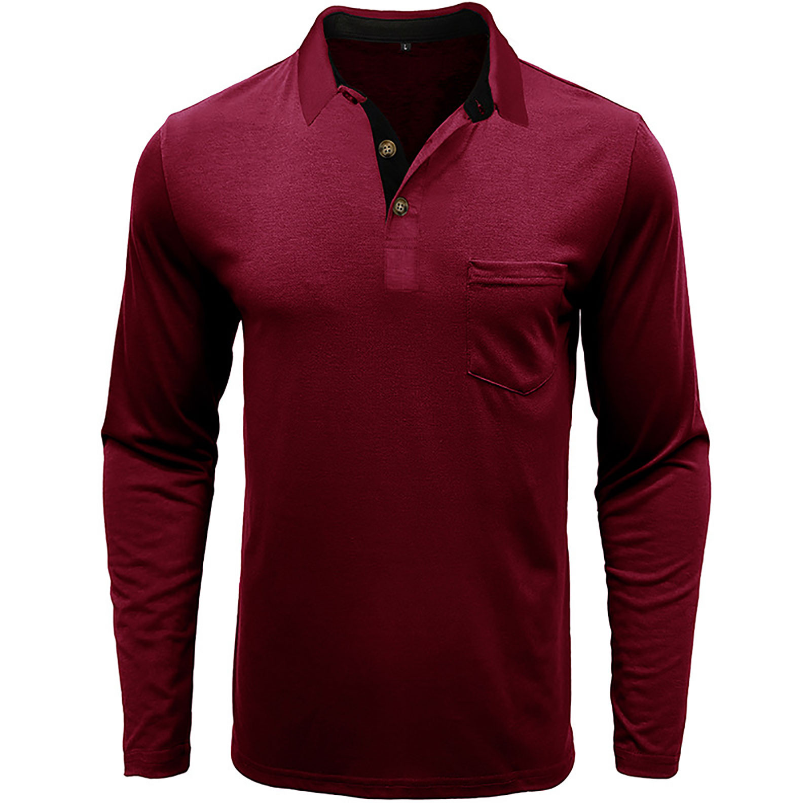 thumbnail image 4 of Camisa de manga larga con solapa de color liso para hombre, otoño/invierno: oversize a rayas, algodón, informal/formal, 4 of 5